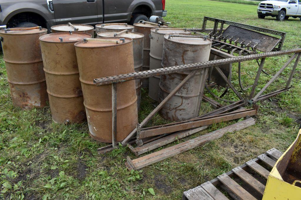 John Deere 9 Barrel Oil Rack, 150" Tall x 77" Wide, Will Need  A Few New Hoses