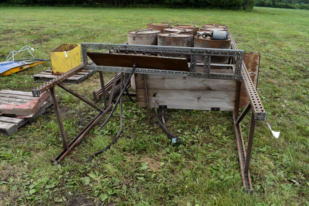 John Deere 9 Barrel Oil Rack, 150" Tall x 77" Wide, Will Need  A Few New Hoses