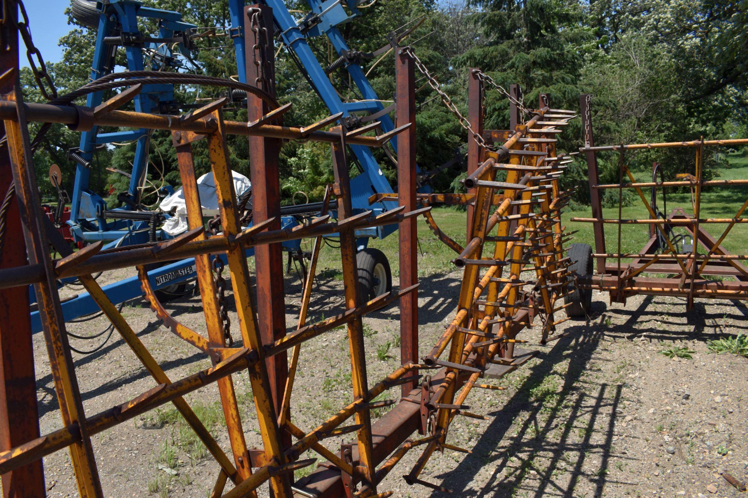 7 Section Spike Tooth Drag On Hydraulic Cart, Spike Tooth