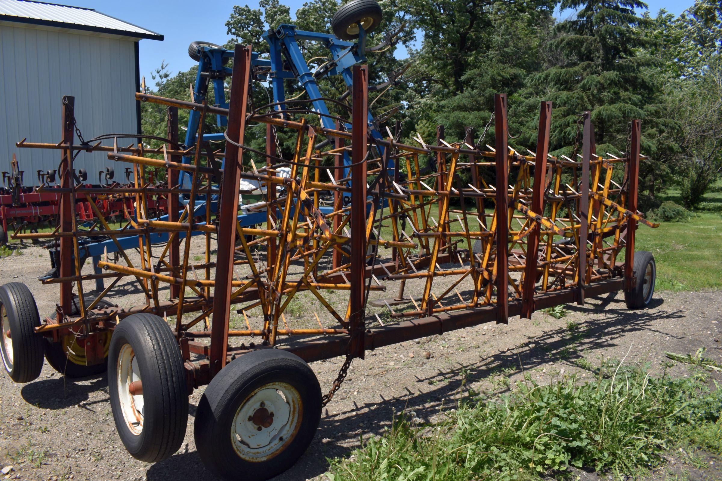 7 Section Spike Tooth Drag On Hydraulic Cart, Spike Tooth