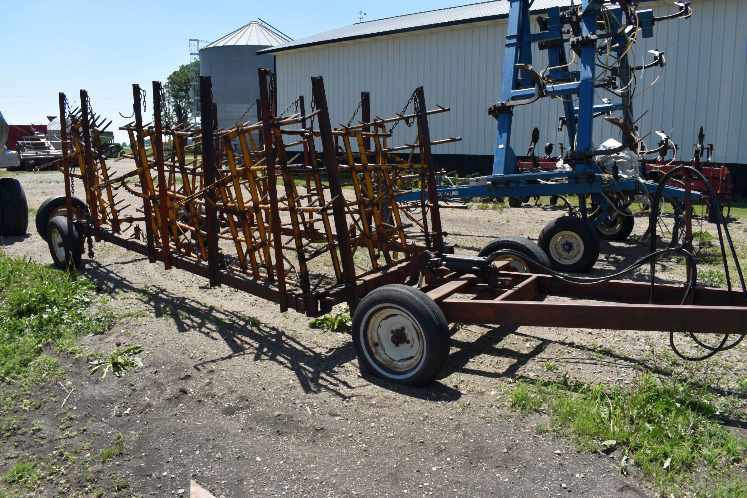 7 Section Spike Tooth Drag On Hydraulic Cart, Spike Tooth