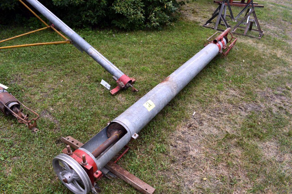 Pair 4" Augers On Transports With Motor & Cross Auger