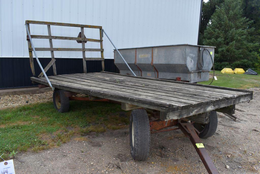 8'x16' Flat Bed Hay Rack On 6 Ton Running Gear With 5 Bolt Hubs