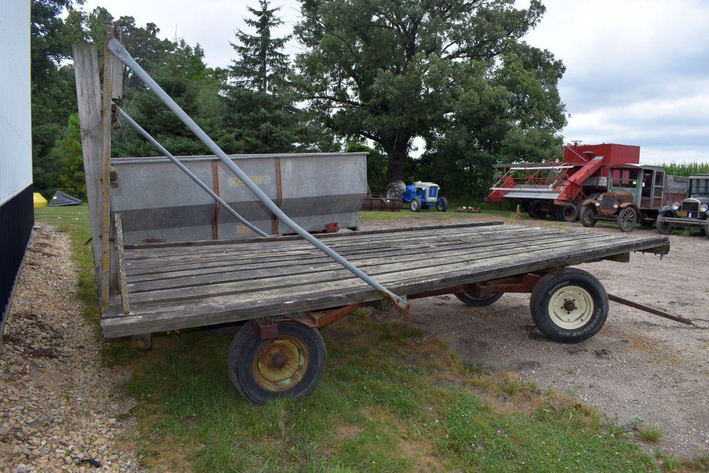 8'x16' Flat Bed Hay Rack On 6 Ton Running Gear With 5 Bolt Hubs