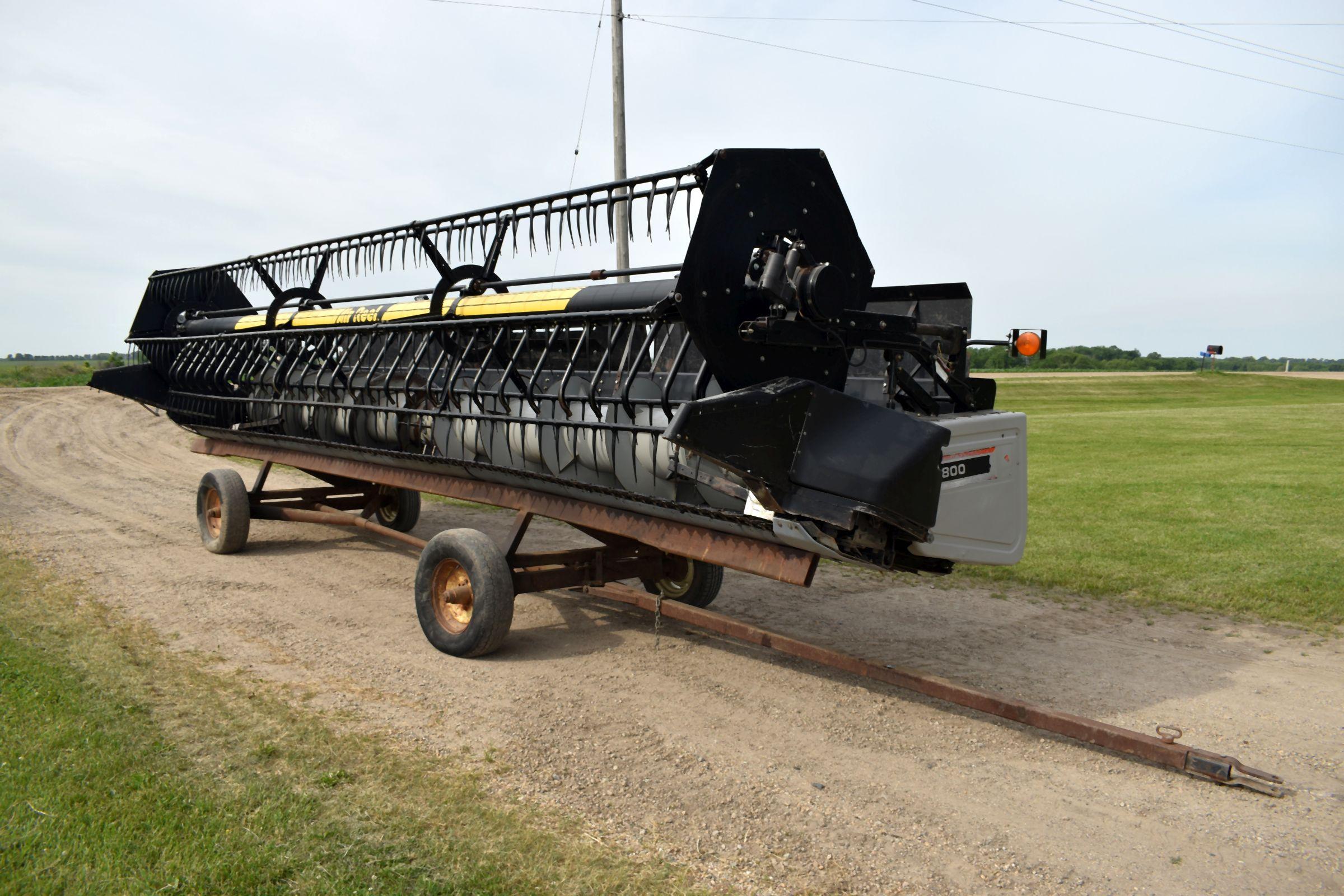 2002 Gleaner 800 Bean Head, 25', Crary Air Reel, 3” Cut, Poly Skids, Sells With Shop Built Head Trai