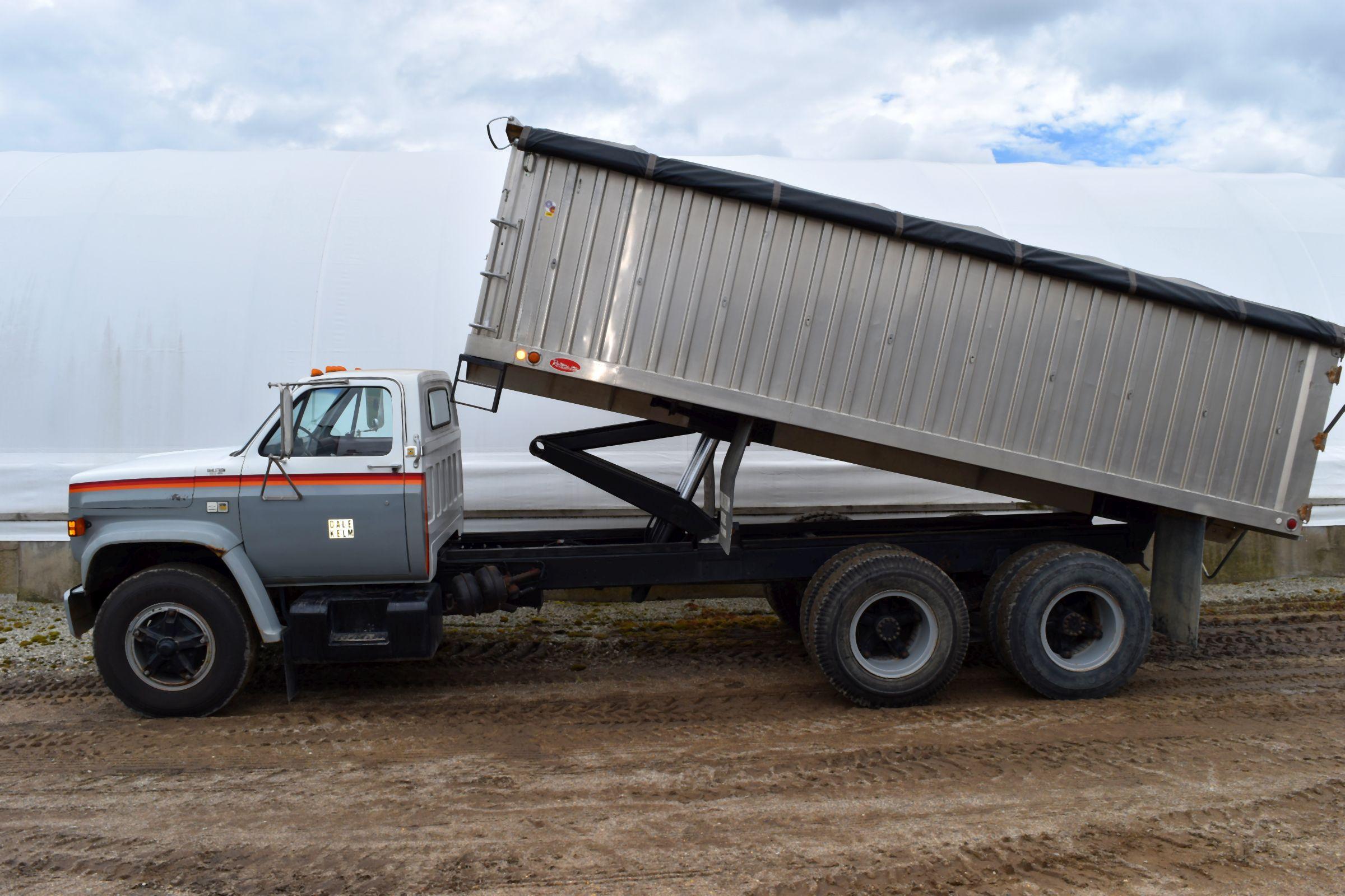 1982 Chevy C-70 Twin Screw Grain Truck, Eaton 10 Speed. 427 V8 Gas, 5x2sp, Diff Lock, 10.00-20 Tires