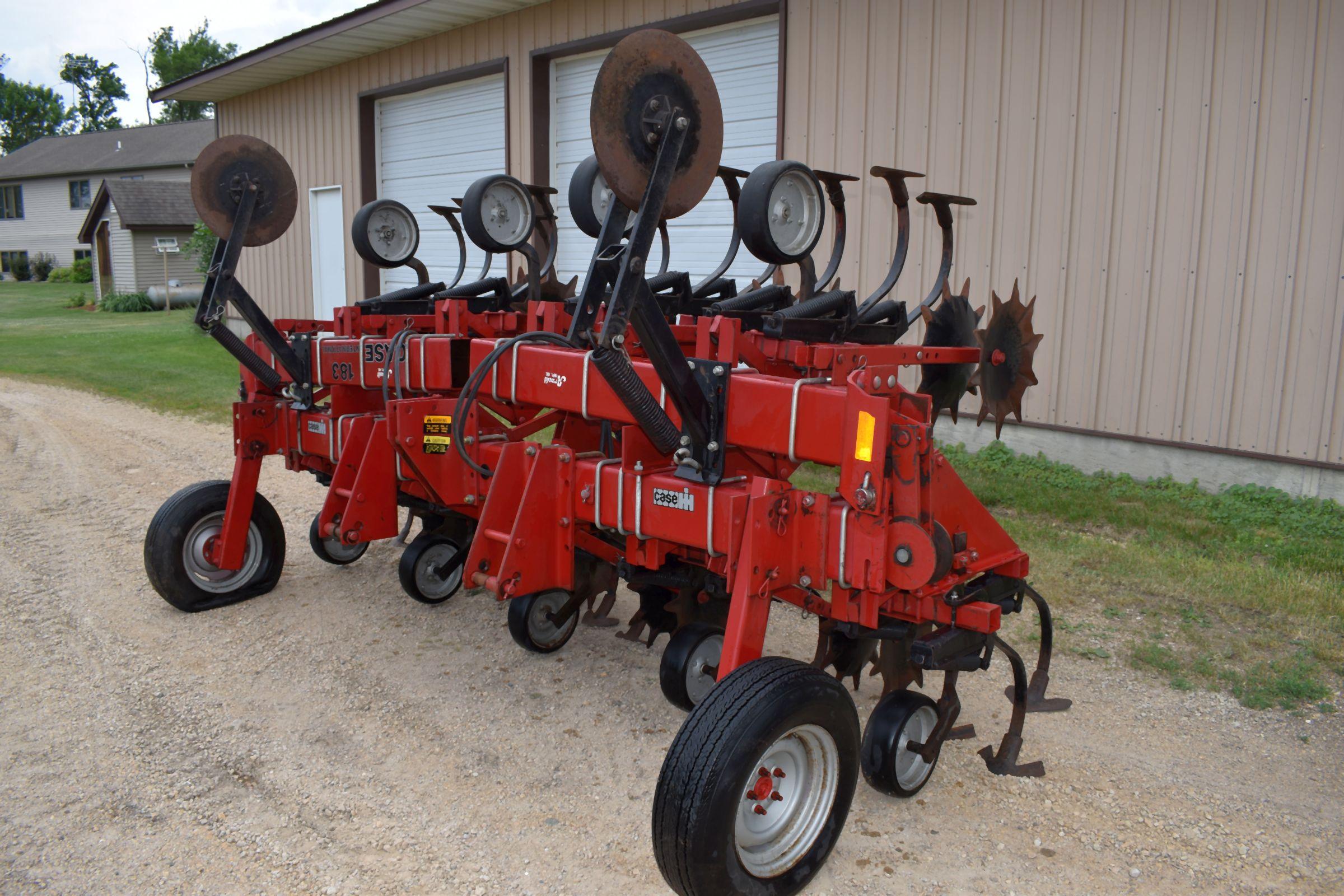 Case IH 183 Row Crop Cultivator 8 Row 30”, 3pt, Hyd Flat Fold, Rolling Shields, Gauge Wheels, Stabil