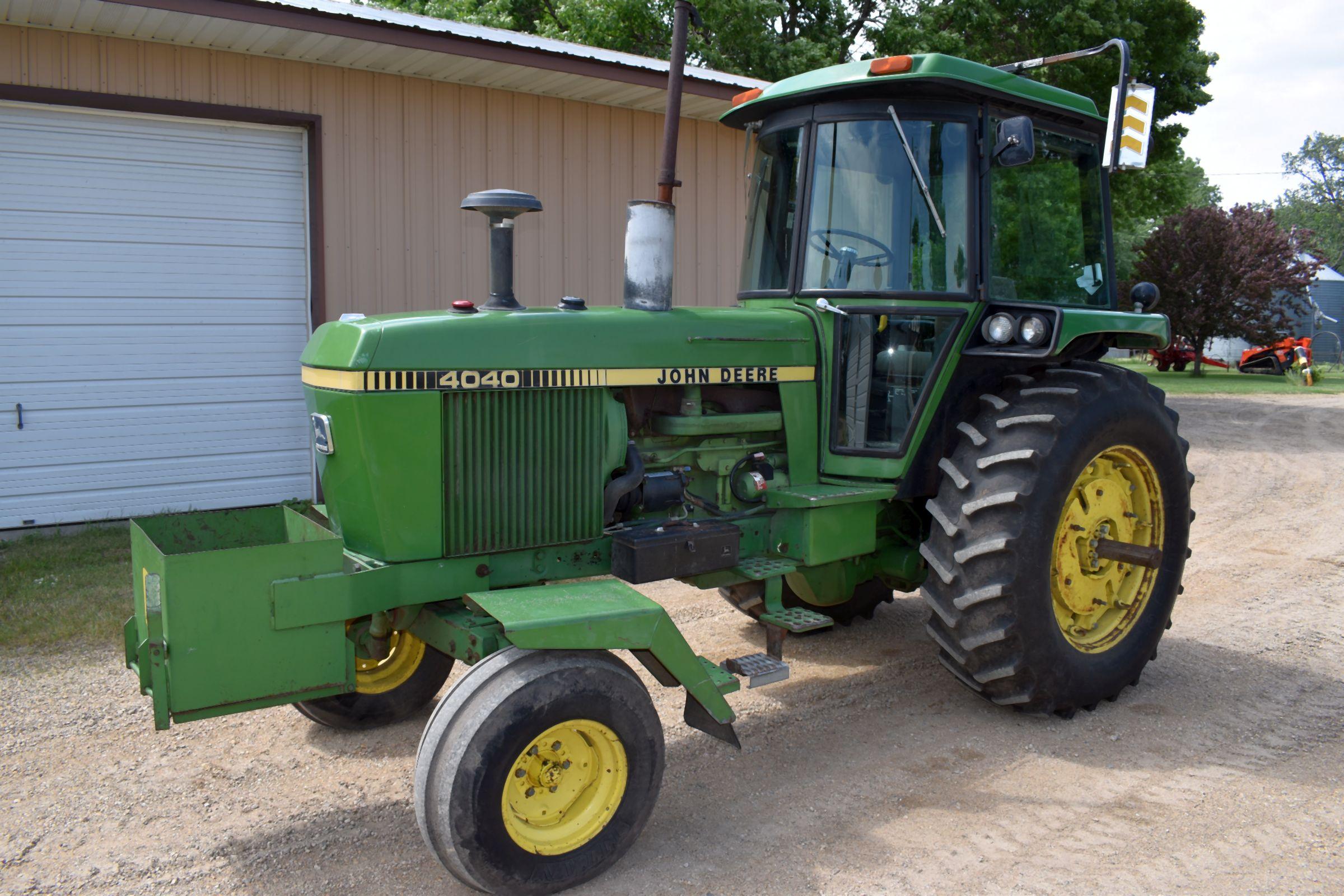 John Deere 4040 2WD, Factory Cab, 8074 Actual Hours, 18.4x34 Tires At 75% With Band Duals, 3 Hydraul