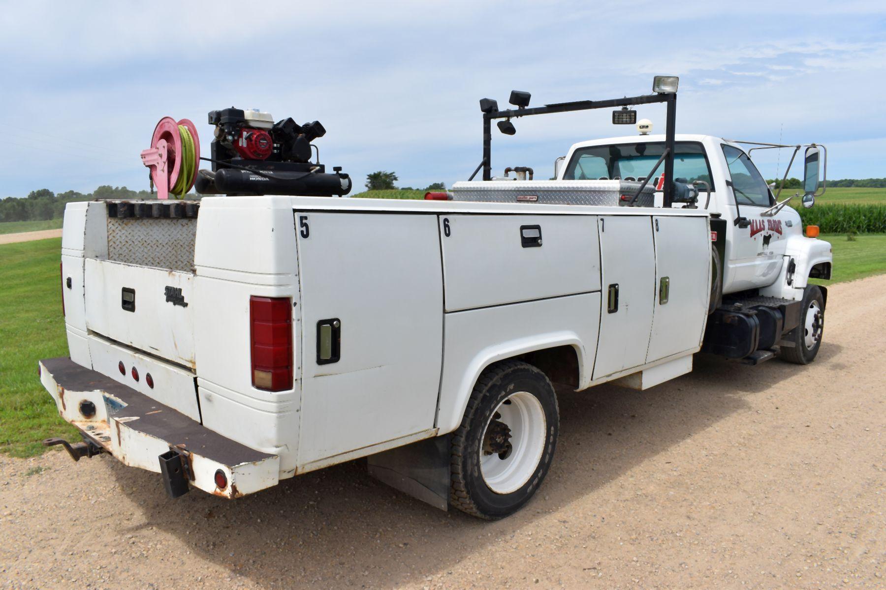 1996 GMC Topkick Low Pro Service Truck, 3116 Cat Diesel, Auto, Dually, 22.5/70R19.5 With Stahl 11’ S