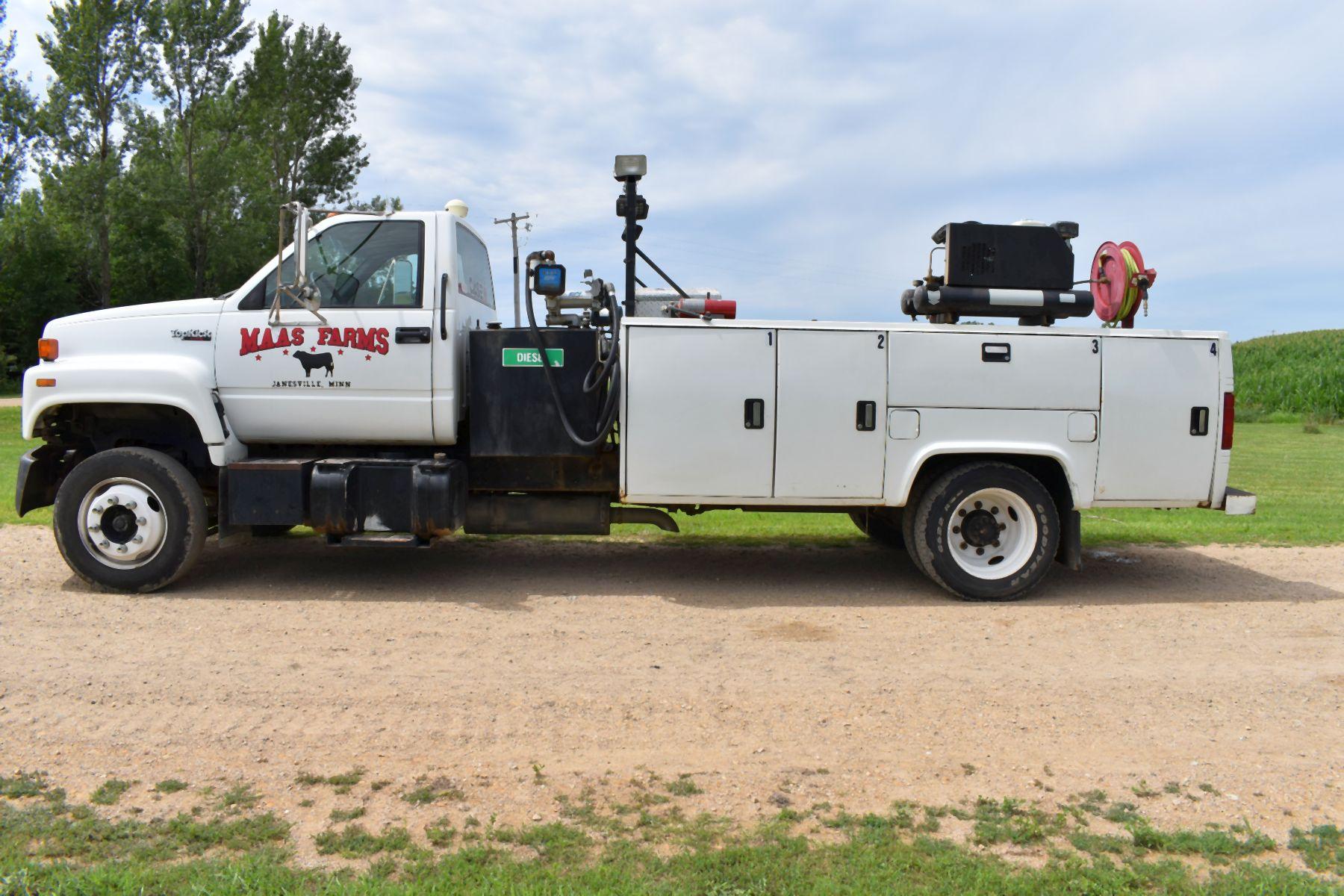 1996 GMC Topkick Low Pro Service Truck, 3116 Cat Diesel, Auto, Dually, 22.5/70R19.5 With Stahl 11’ S