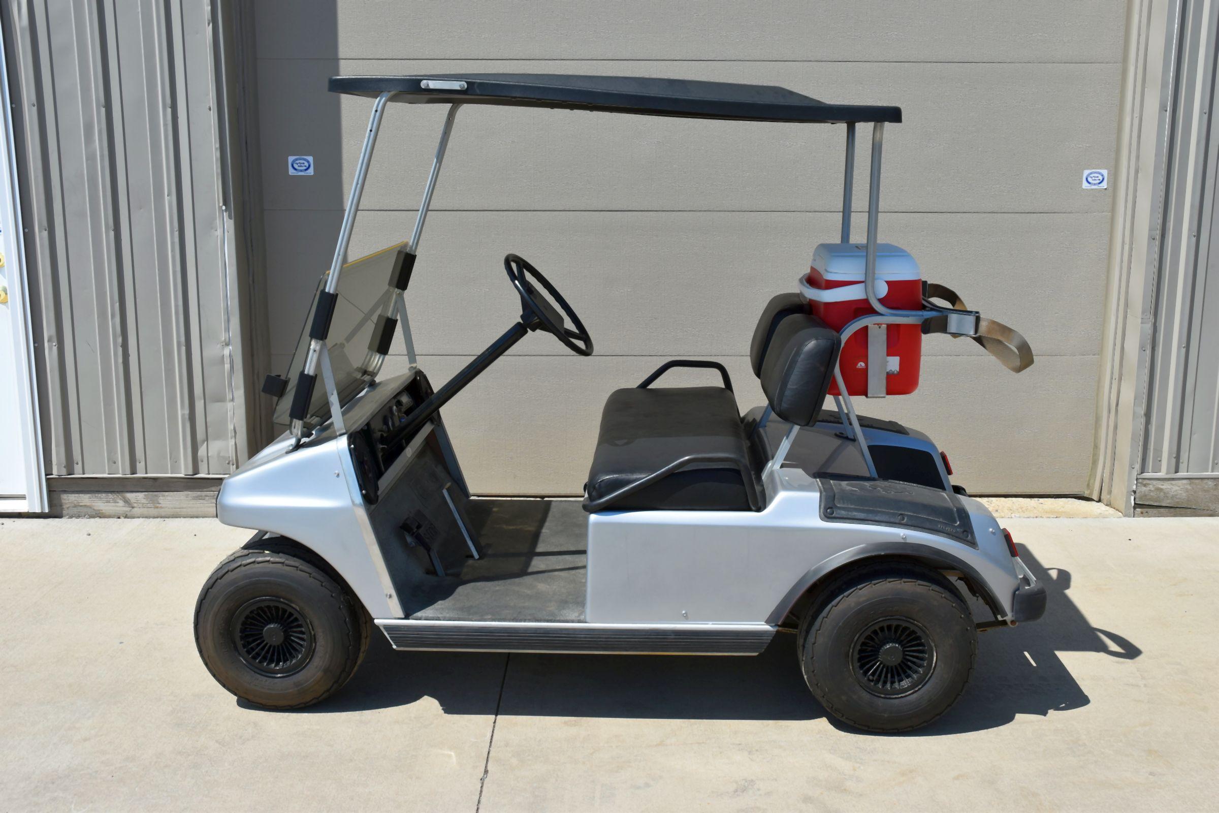 Club Car Electric Golf Cart, Runs And Drives, Roof, Flip Down Windshield, 2 Chargers, LED Lights, Ra