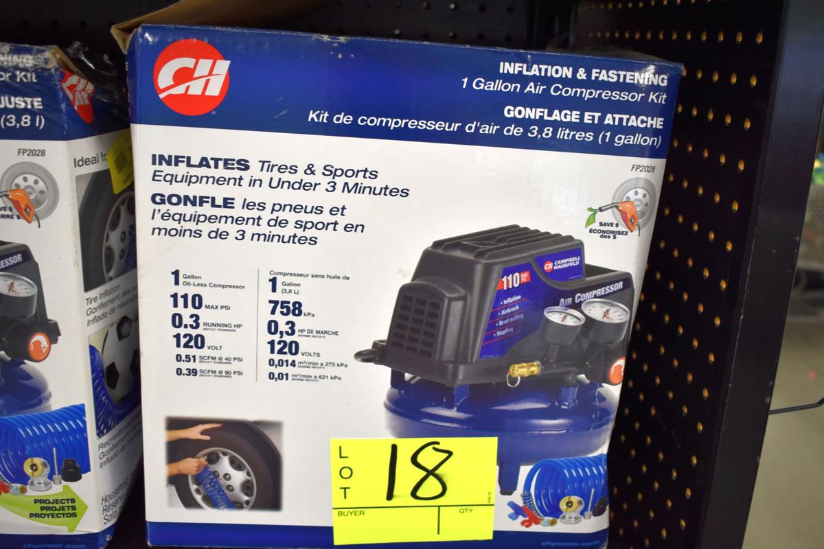 Campbell Hausfeld 1 Gallon Pancake Air Compressor, 110 PSI, 120volt, .51CFM @40PSI, Open Box Store R