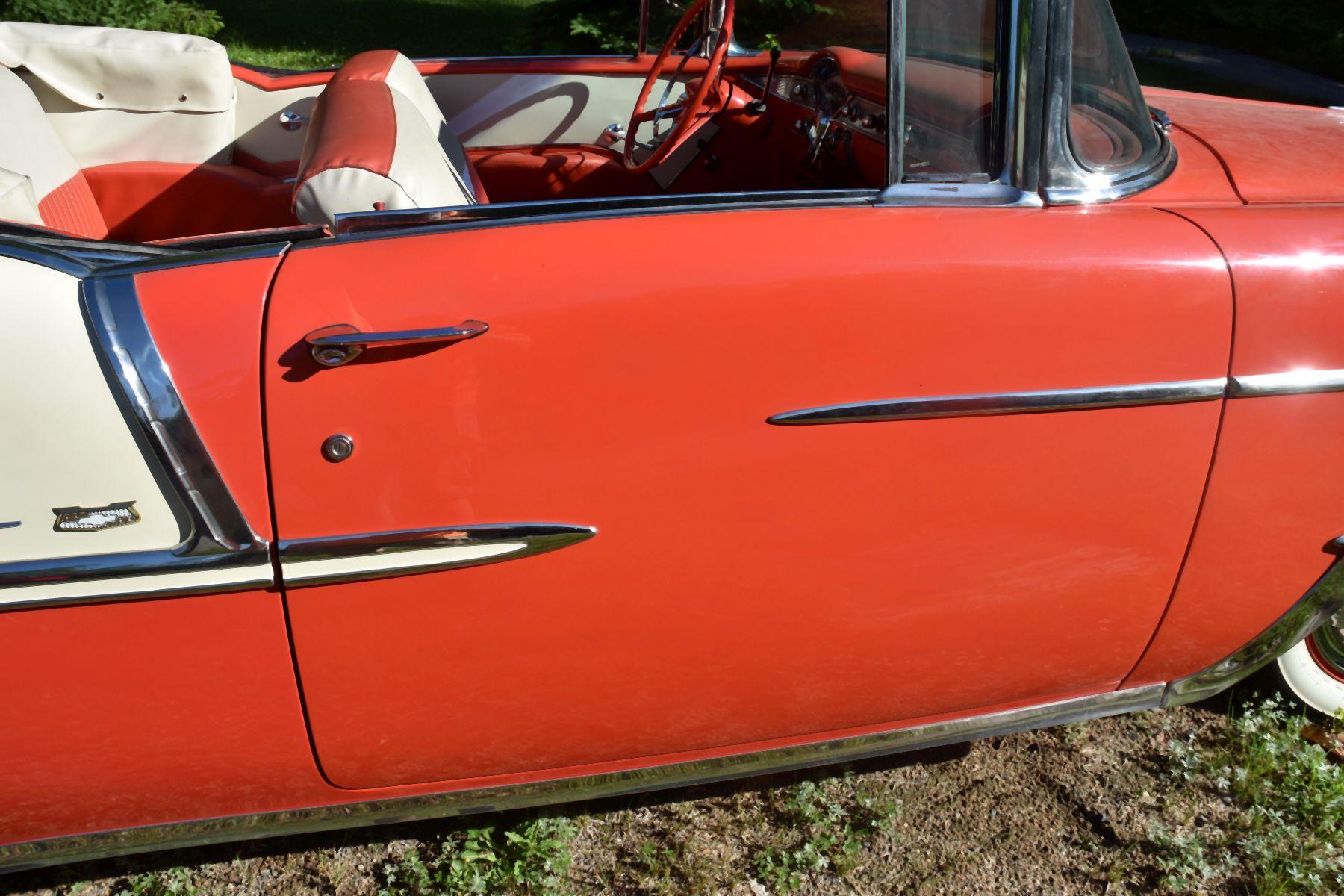 1955 Chevy Belair Convertible Red & White 2 Tone With Matching Interior, 265V8, Auto, Power Steering