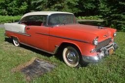 1955 Chevy Belair 2-Door Hardtop, Red & White, 2 Tone Matching Interior, 265V8, 3 Speed Stick, 2652