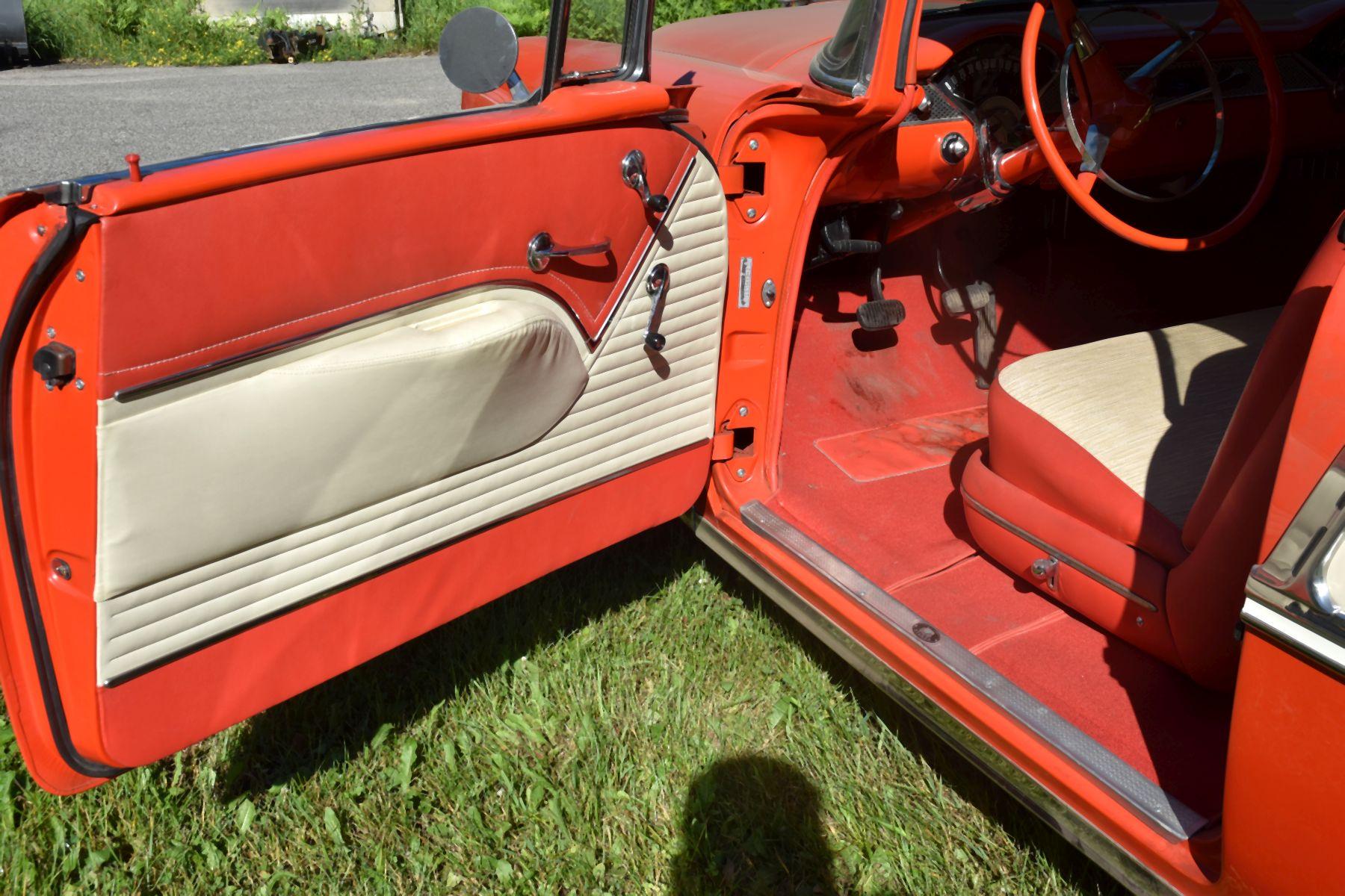 1955 Chevy Belair 2-Door Hardtop, Red & White, 2 Tone Matching Interior, 265V8, 3 Speed Stick, 2652