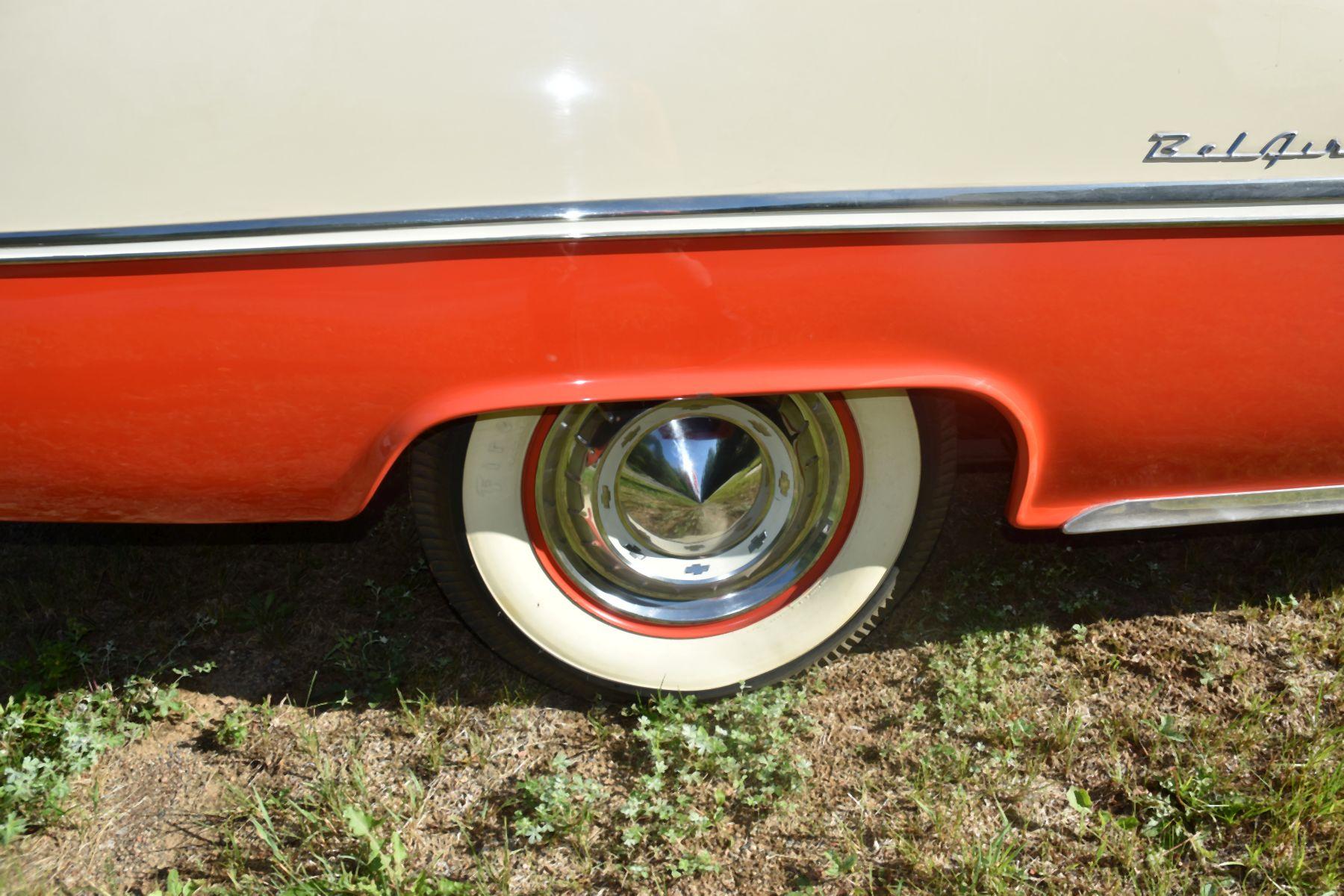 1955 Chevy Belair 2-Door Hardtop, Red & White, 2 Tone Matching Interior, 265V8, 3 Speed Stick, 2652