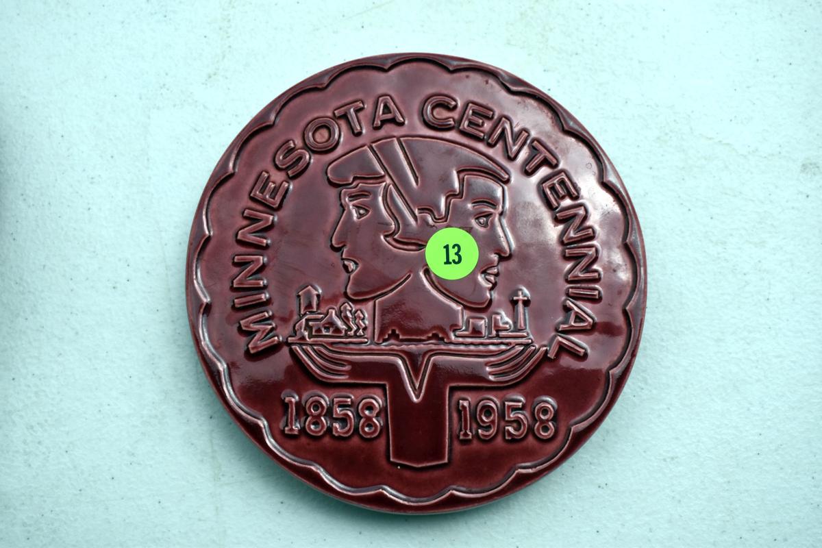 Red Wing Pottery Minnesota Centennial 1858-1958 Trivet, Red