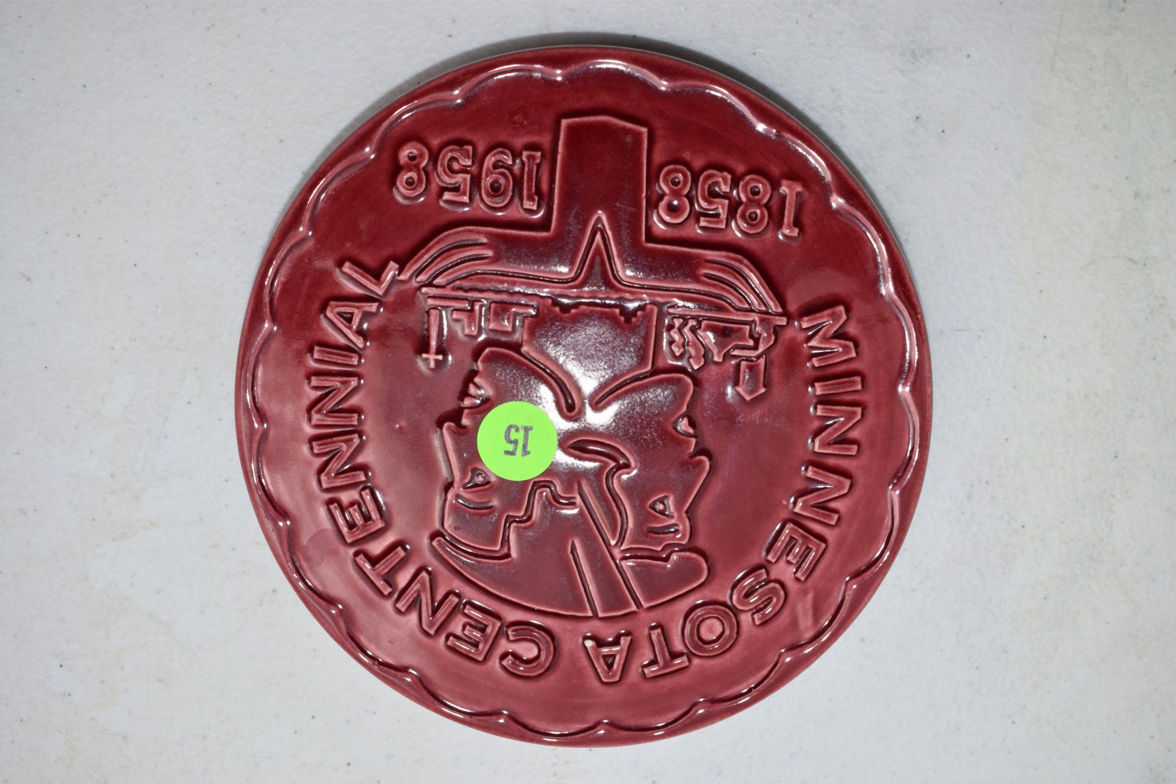 Red Wing Pottery Minnesota Centennial 1858-1958 Trivet, Red