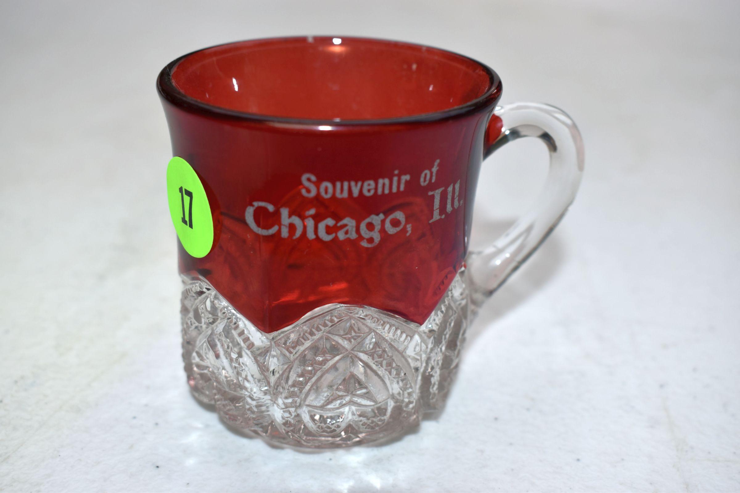 Ruby Glass Souvenir Of Chicago IL