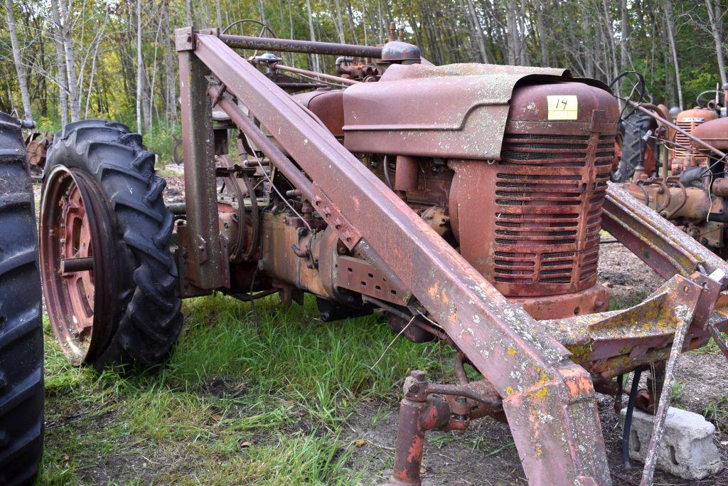 Farmall M with New Idea loader, wide front, with after market 3 point