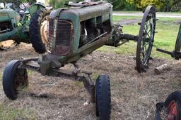 Oliver 70 row crop, wide front, rear steel wheels, gas, non running