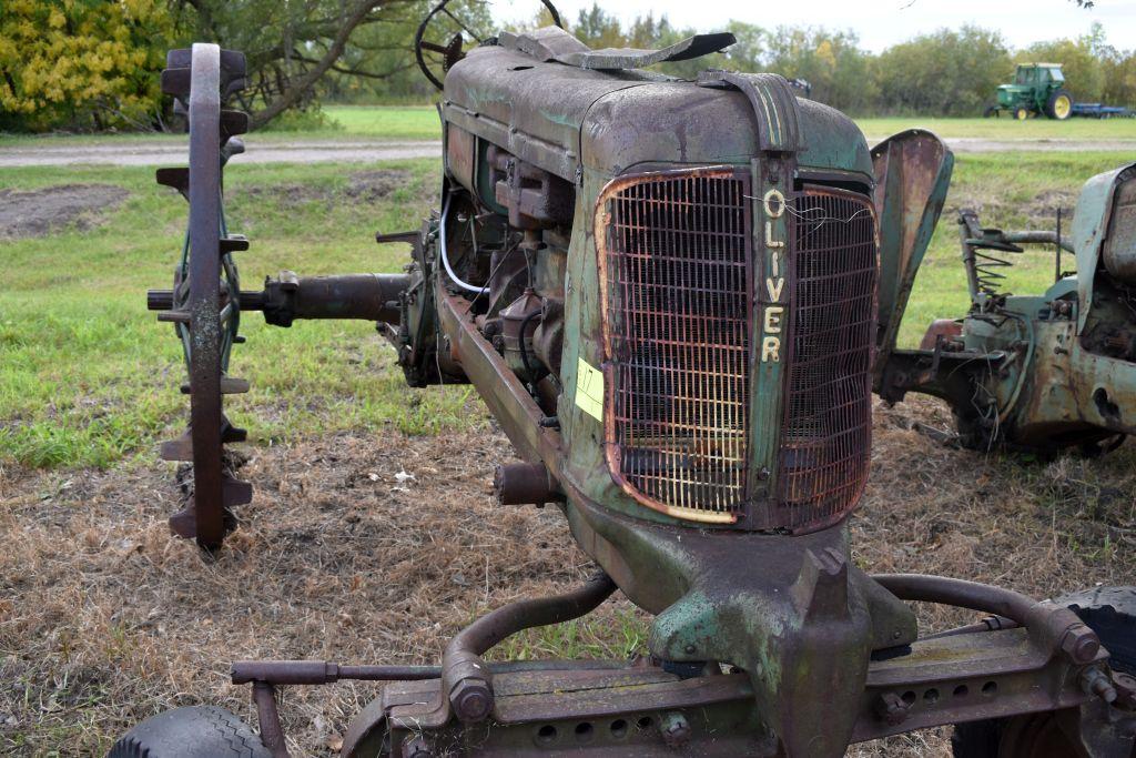 Oliver 70 row crop, wide front, rear steel wheels, gas, non running