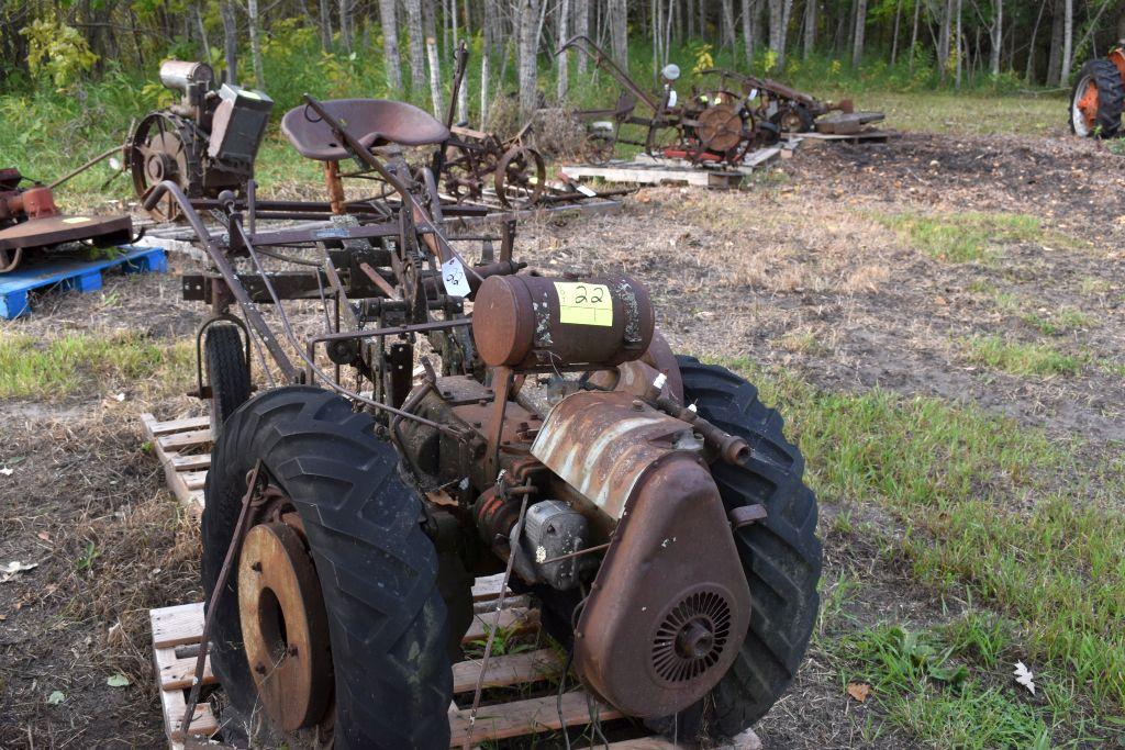 Standard Twin garden tractor,with ride on galley and drag