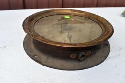 Antique vintage Crosby Steam Gage & Valve Co., Boston brass pressure gauge, M.W. Glenn, Minneapolis