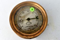 Antique vintage Jas.P. Marsh Co., brass combination pressure & water gauge, dated 1906, 5.5" diamete