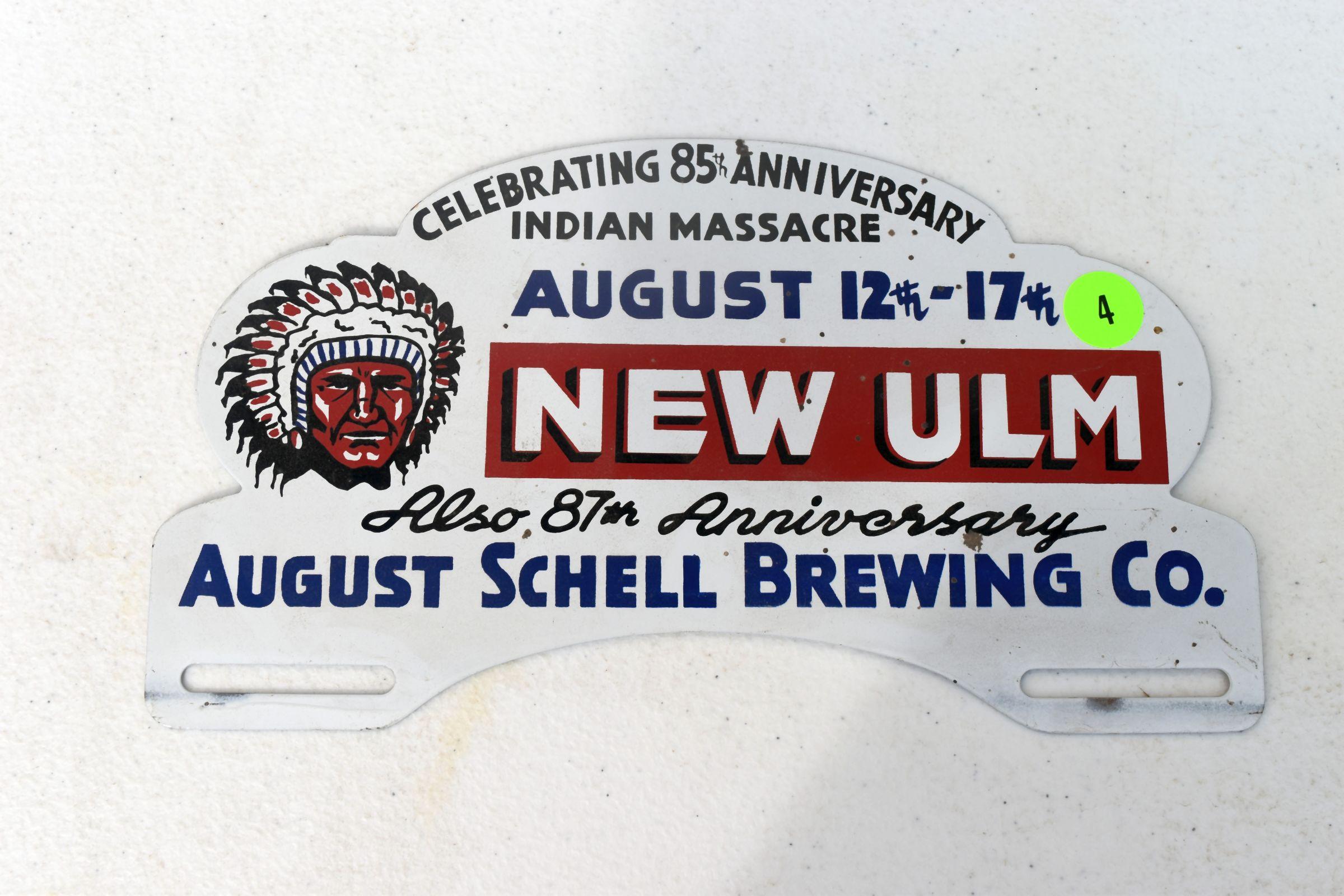 August Shells Brewing Co.New Ulm MN, Celebrating 85th Anniversary Of Indian Massacre,license plate t