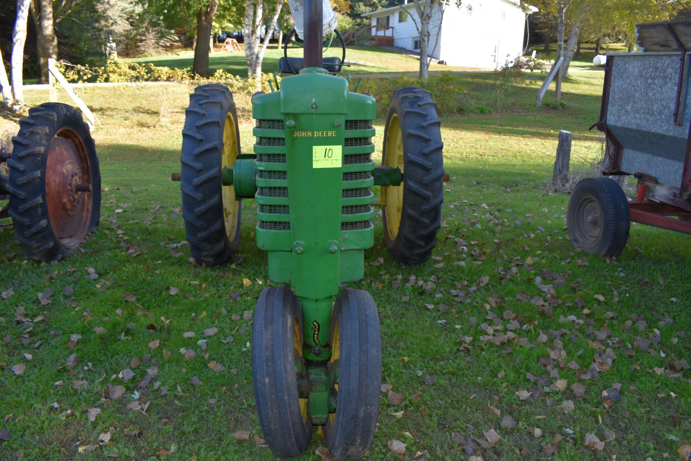 John Deere B Tractor, Elec Start, Older Restoration, N/F, Runs Good, 11.2x38 Tires, 540PTO, SN: B857