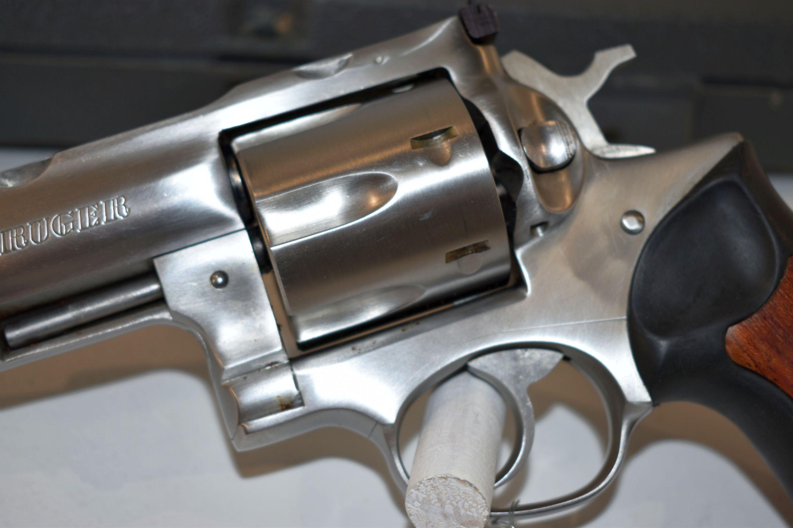 Ruger Redhawk 44 Magnum Cal Revolver, Stainless, 7 1/2" Barrel, 6 Shot, Scope Rings In Hard Case, SN