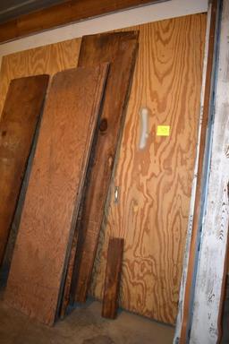 Miscellaneous plywood, 2x9x8 lumber, located building 1