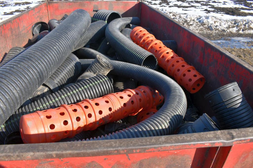 Steel Sided Barge Box With Hoist On Running Gear with Assorted Tile T's & Elbows