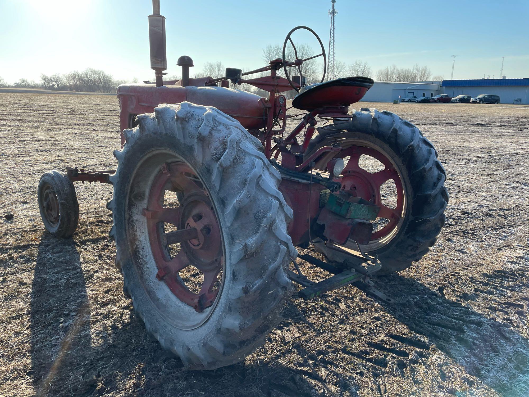 Farmall M Tractor, Wide Front, Gas, 13.9x38 Tires, Runs Good