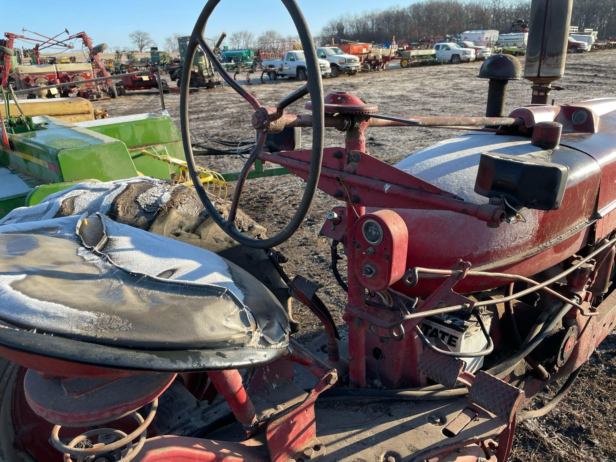 Farmall M Tractor, Wide Front, Gas, 13.9x38 Tires, Runs Good