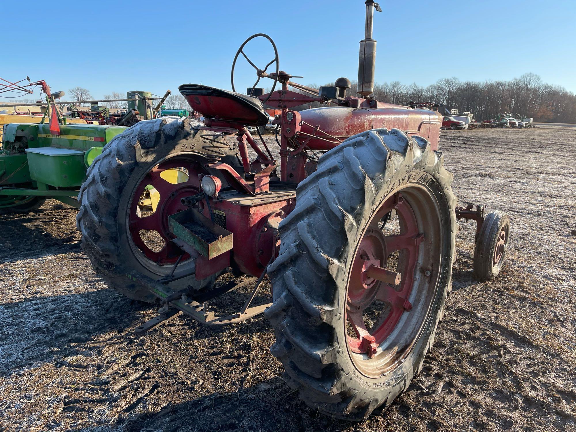 Farmall M Tractor, Wide Front, Gas, 13.9x38 Tires, Runs Good