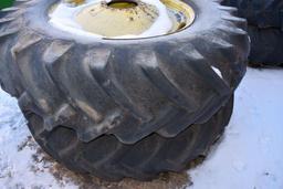 Pair of 18.4x34 Tires on John Deere 9 Bolt Rims, Duals