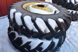 Pair of 18.4x34 Tires on John Deere 9 Bolt Rims, Duals