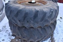 Pair of 20.8x38 Tires on 10 Bolt Dual Rims with 11" Centers