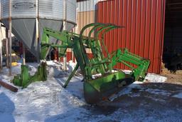 John Deere 280SL Hydraulic Loader, 98" Quick Attach Bucket With 4 Tine Grapple, Mounts