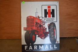 Tin IH Farmall Sign, 12"wide x 16"high