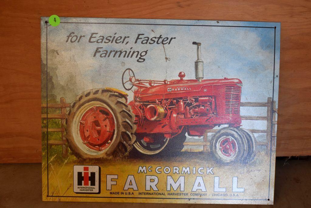 Tin McCormick Farmall Sign 16" wide x 12 1/2" high