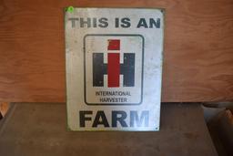Tin Intrenational Harvester Sign 16" tall x 12 1/2" wide