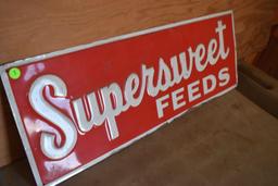 Tin Supersweet Feeds Sign 28" x 10"