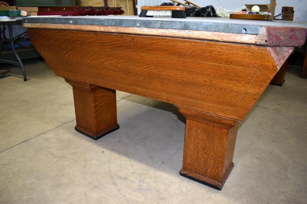 Vintage Brunswick-Balke-Collender Billiards Pool Table, Wellington and Coreno Model,