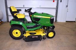 John Deere X734 Garden Tractor, 4 Wheel Steer, 60" Mower Deck, 403 One Owner Hours, Hydraulic