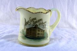 Custard glass pitcher from Public School Building Lake Preston SD