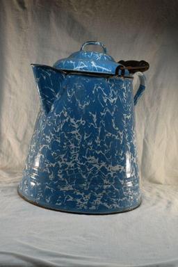 Blue swirl enamel coffee pot