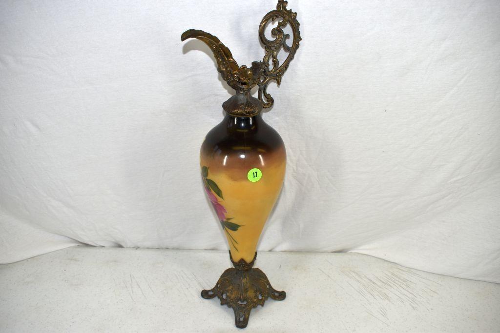 Procelain vase with metal top and bottom